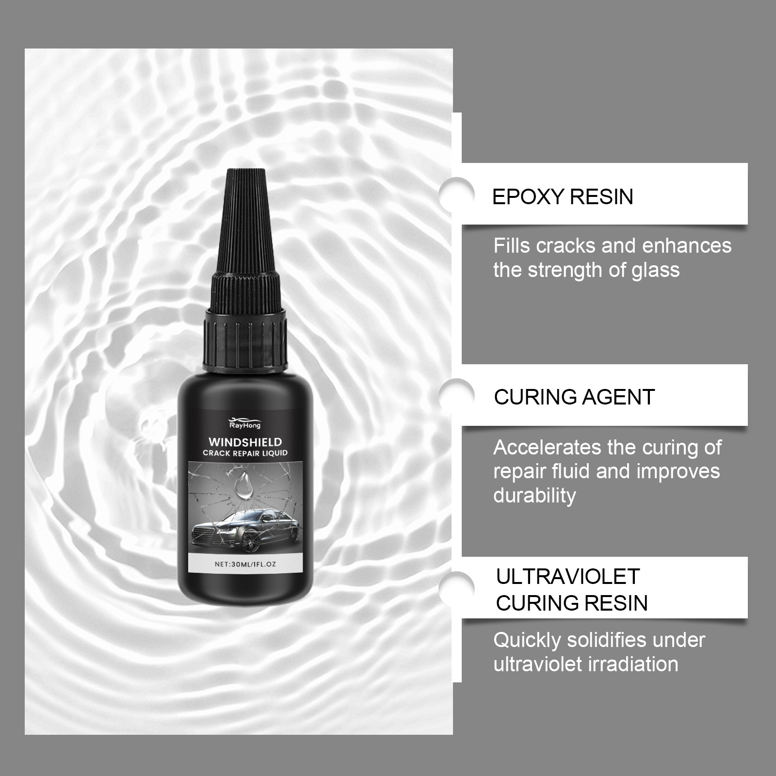 Набор для ремонта лобового сте – обзор и цена Liquid Uv Glue Kit